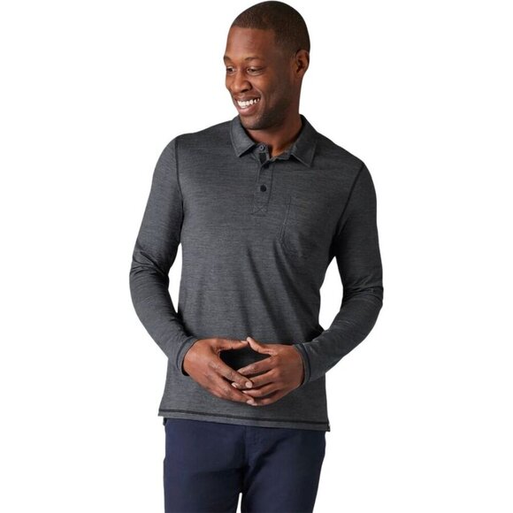 Smartwool Merino Sport Long Sleeve Polo Shirt Gray Grey Size Medium - Picture 1 of 12